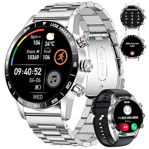 Immagine del prodotto LIGE Smartwatch Uomo Chiamata e Assistente Vocale, Orologio Fitness Impermeabile 5ATM con Cardiofrequenzimetro, SpO2, Notifiche Messaggi, Contapassi, Cronometro Orologio Sportivo per Android iOS
