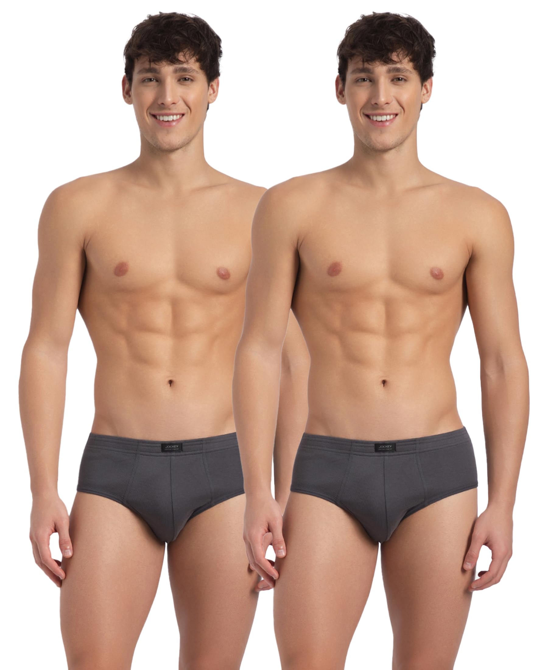 jockey 1009 Men's Super Combed Cotton Rib Solid Brief with StayFresh Treatment (Pack of 2)_Magnet_L-picture-32
