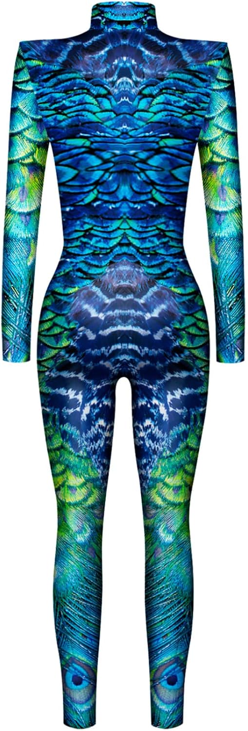 Honeystore Women's Skeleton Bodysuit Halloween Costume Bodycon Catsuit Jumpsuit