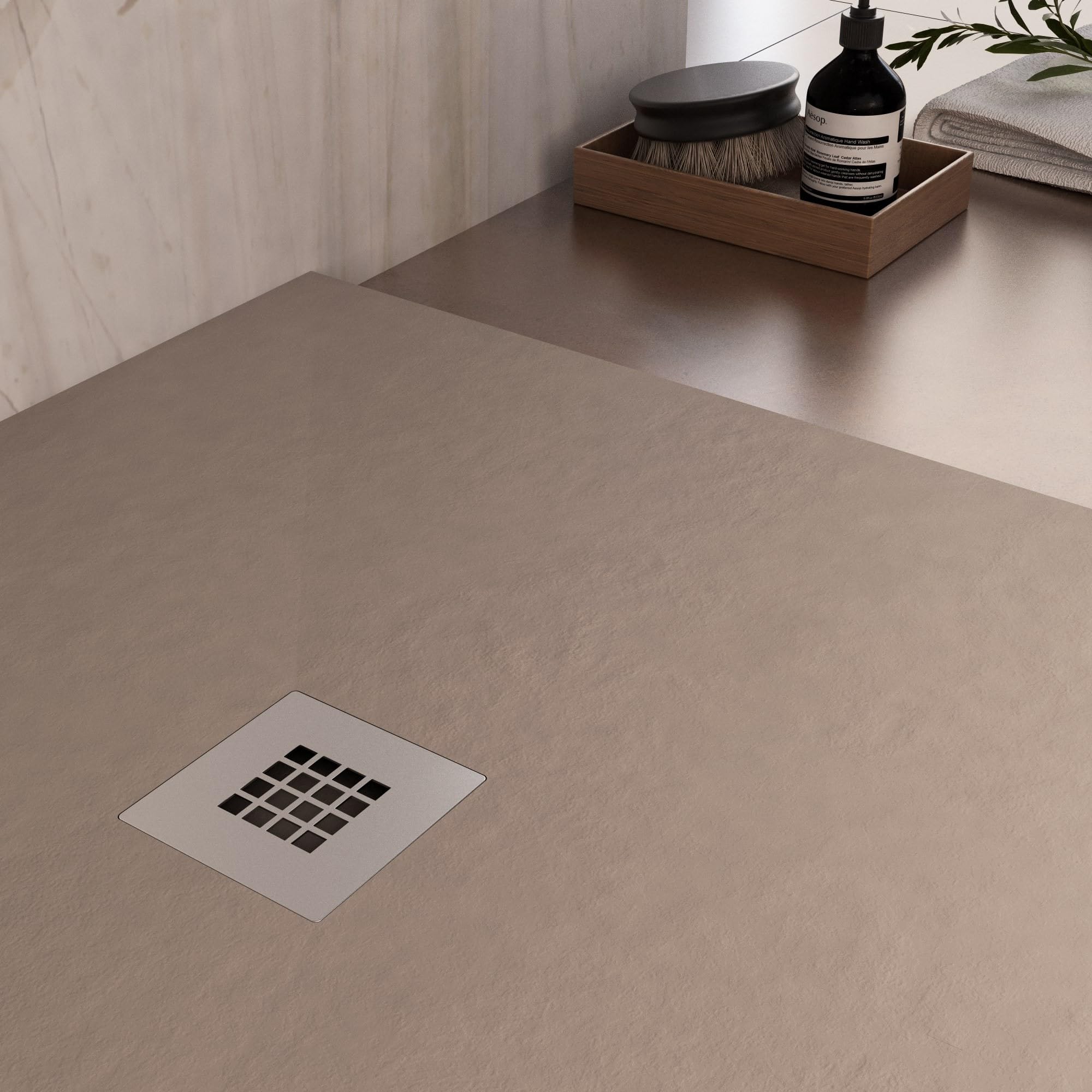 OLIMPO DOCCE - Piatto doccia in marmoresina tortora | Piletta Gratis - STAR PLUS - 80x100