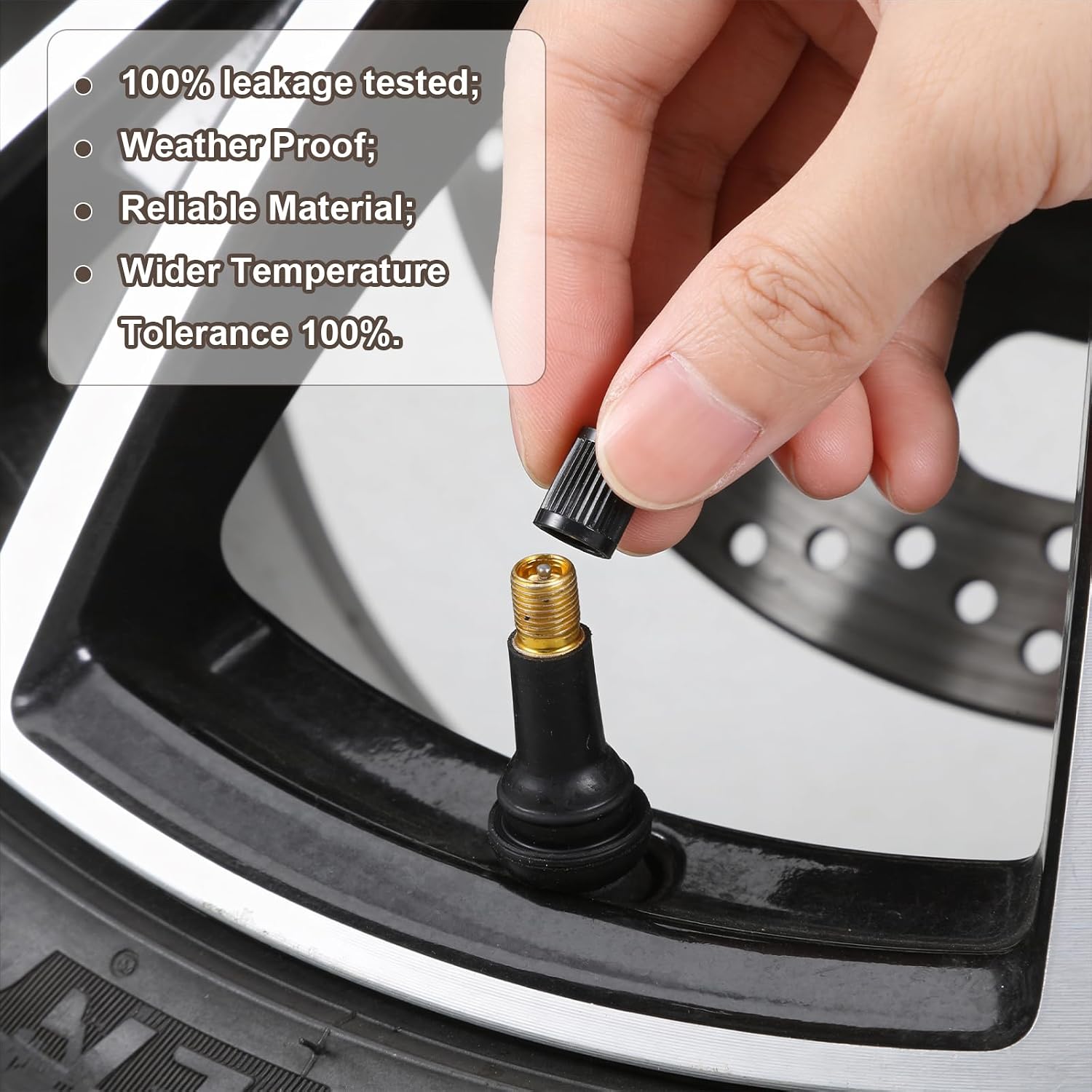 150 Pcs TR413 Tire Valve Stem Bulk, Rubber Snap-in Valves for 0.453 Inch Rim Holes Standard Length Replacement Tool for Car, Black