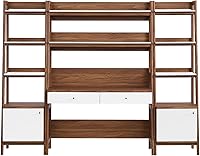 Vista 9 de Modway Bixby - Escaparate de escritorio y estantería de 3 piezas para oficina en casa en roble