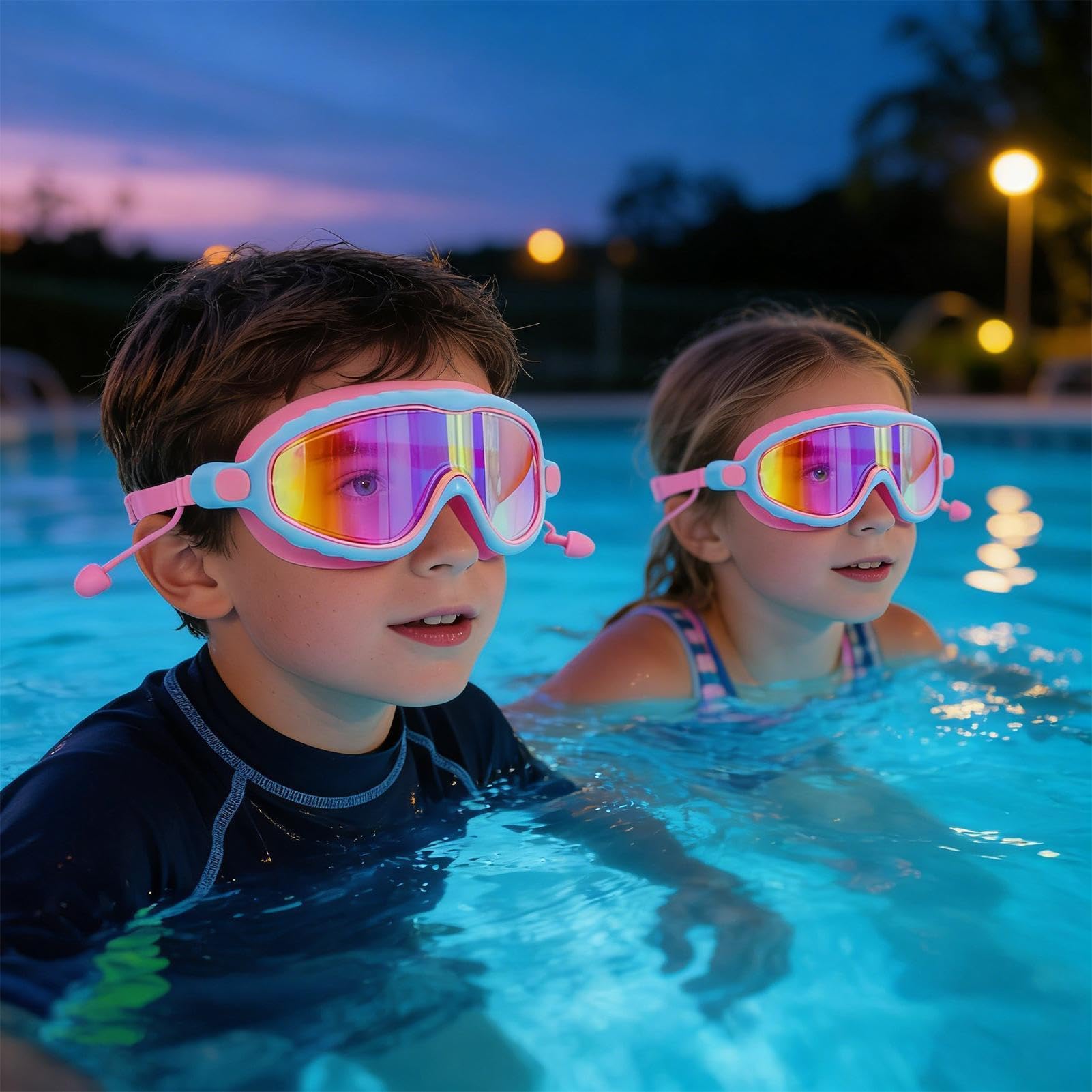 Gafas de natación para niños, antivaho, protección UV, gafas de natación con sello a prueba de fugas, accesorio de agua, equipo deportivo, gafas juveniles para buceo, vacaciones, surf, piscina