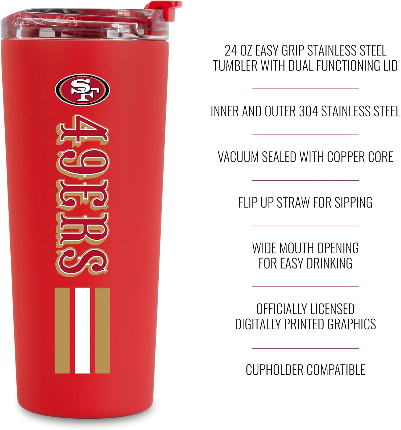 Rico Industries NFL Football 24oz Stainless Steel Tumbler with Lid and Dual Functioning Lid - Image 7