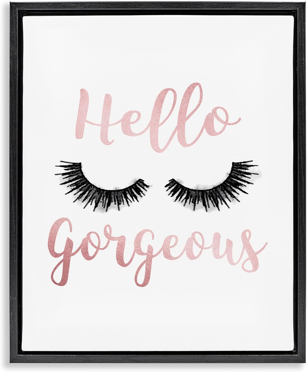 Stupell Industries 'Hello Gorgeous Black Eyelashes', Floating Frame Canvas Art, Black, 25 x 31 Inches, Easy to Hang and Sturdy, Made in USA, by Amanda Greenwood