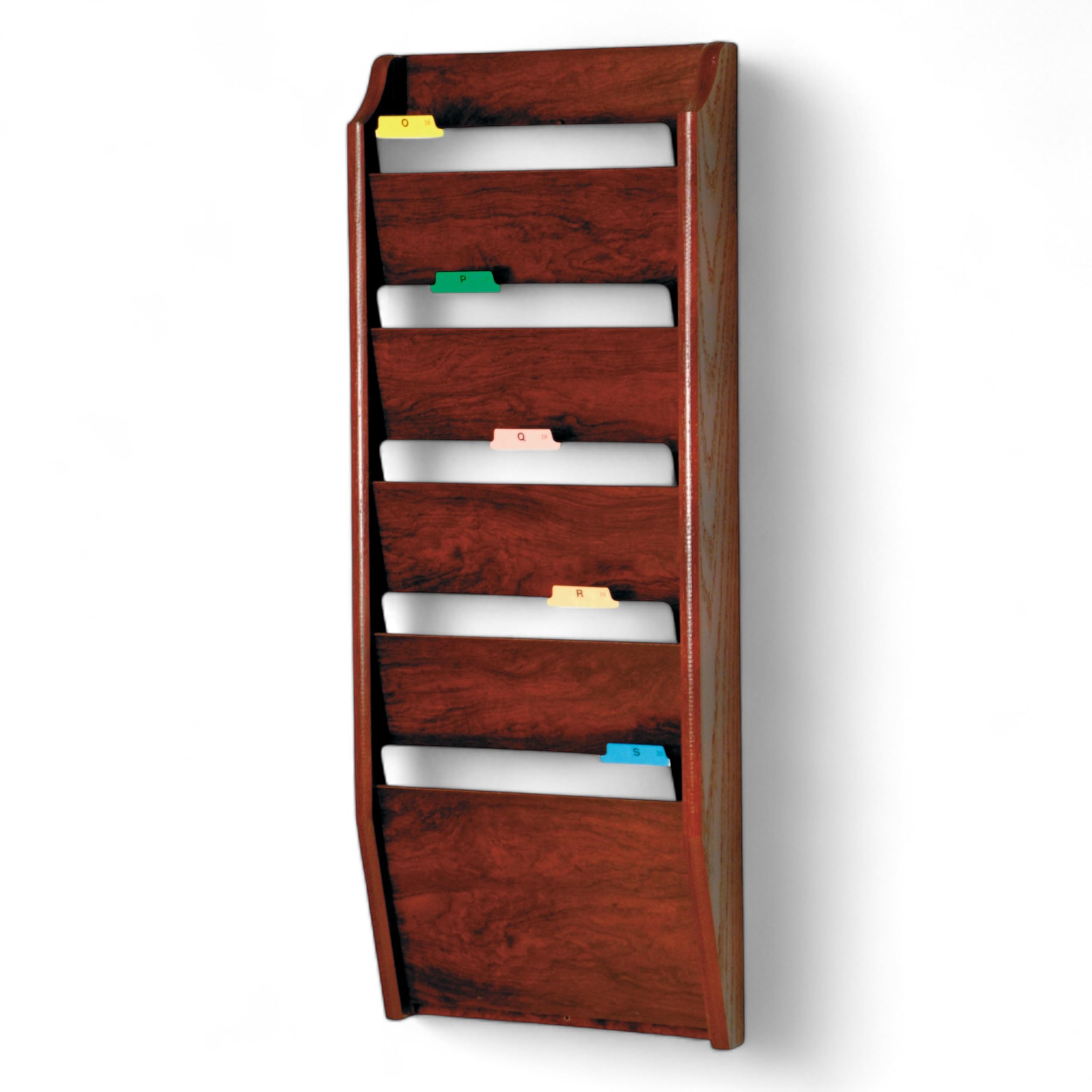 Wooden Mallet 5-Pocket File Holder, Letter Size, Mahogany