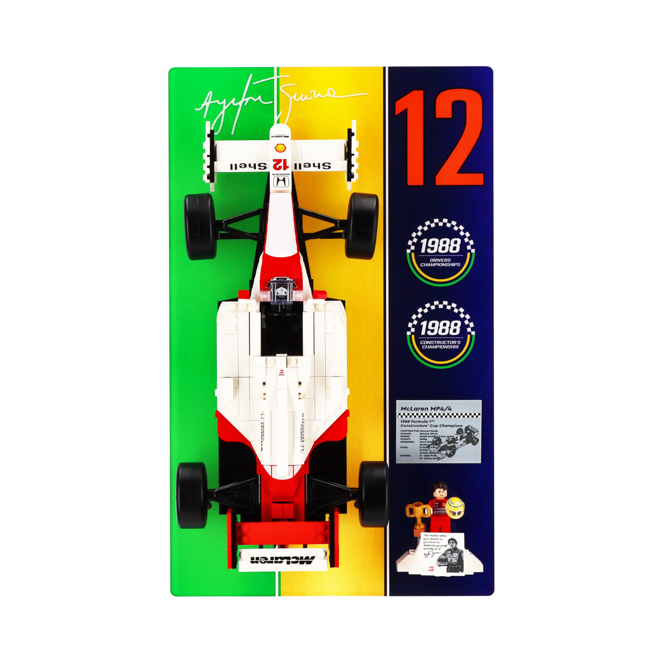 Plexico Multicolor Wall Display For Lego 10330 Mclaren Mp4/4 & Ayrton Senna