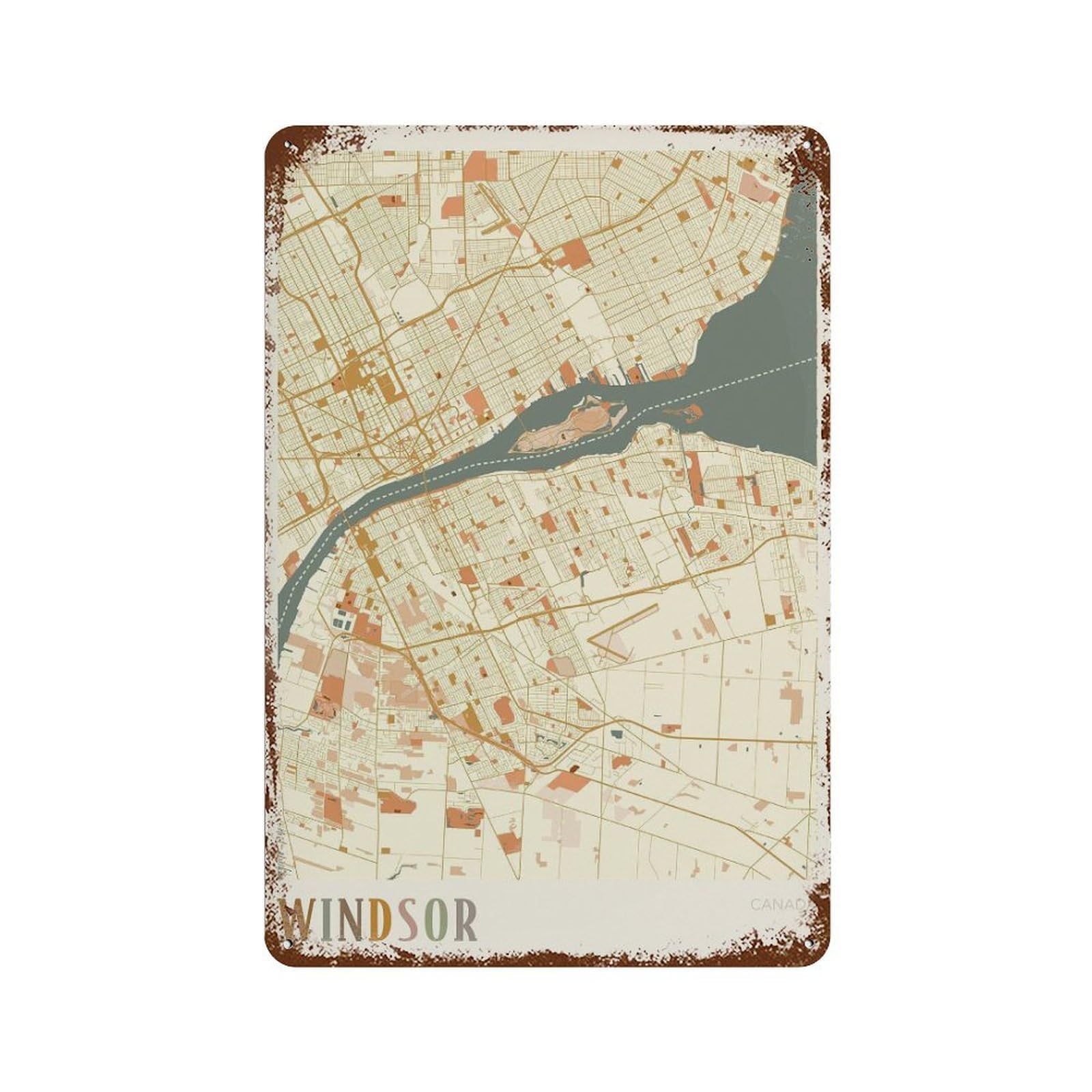 xiaoxiaoshen Windsor Map City Ontario Canada Boho Wall Decor Art Metal Tin Poster Modern Home Decor Art Home Bar Shop Decorations Vintage Sign 30x20cm