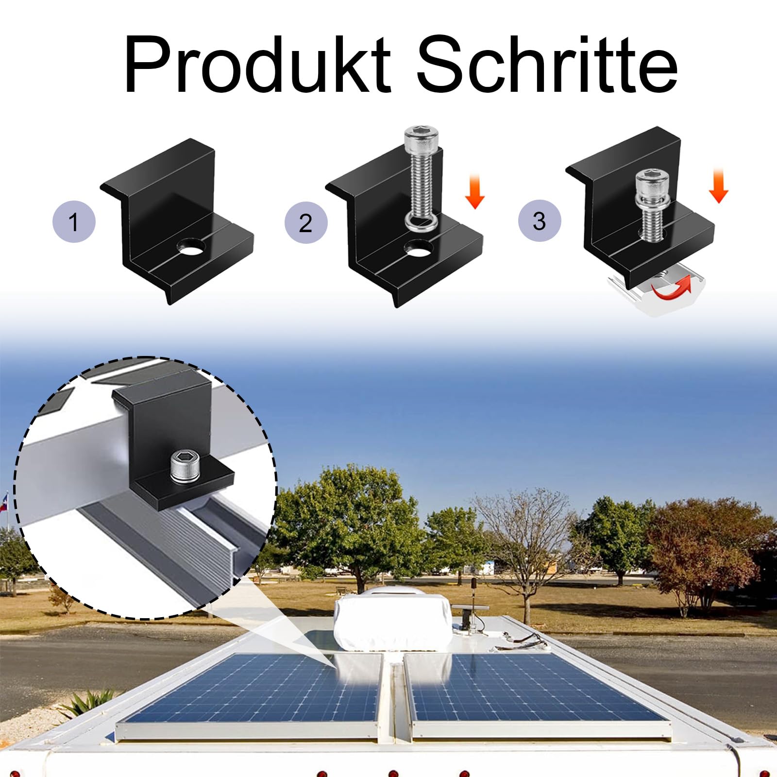 Panneau Solaire Camping-car Lot De 4 Supports De Panneau Solaire Pour Toit Plat, Kit De Fixation Pour Panneau Solaire, Pince Fixation Panneau Solaire Camping Car