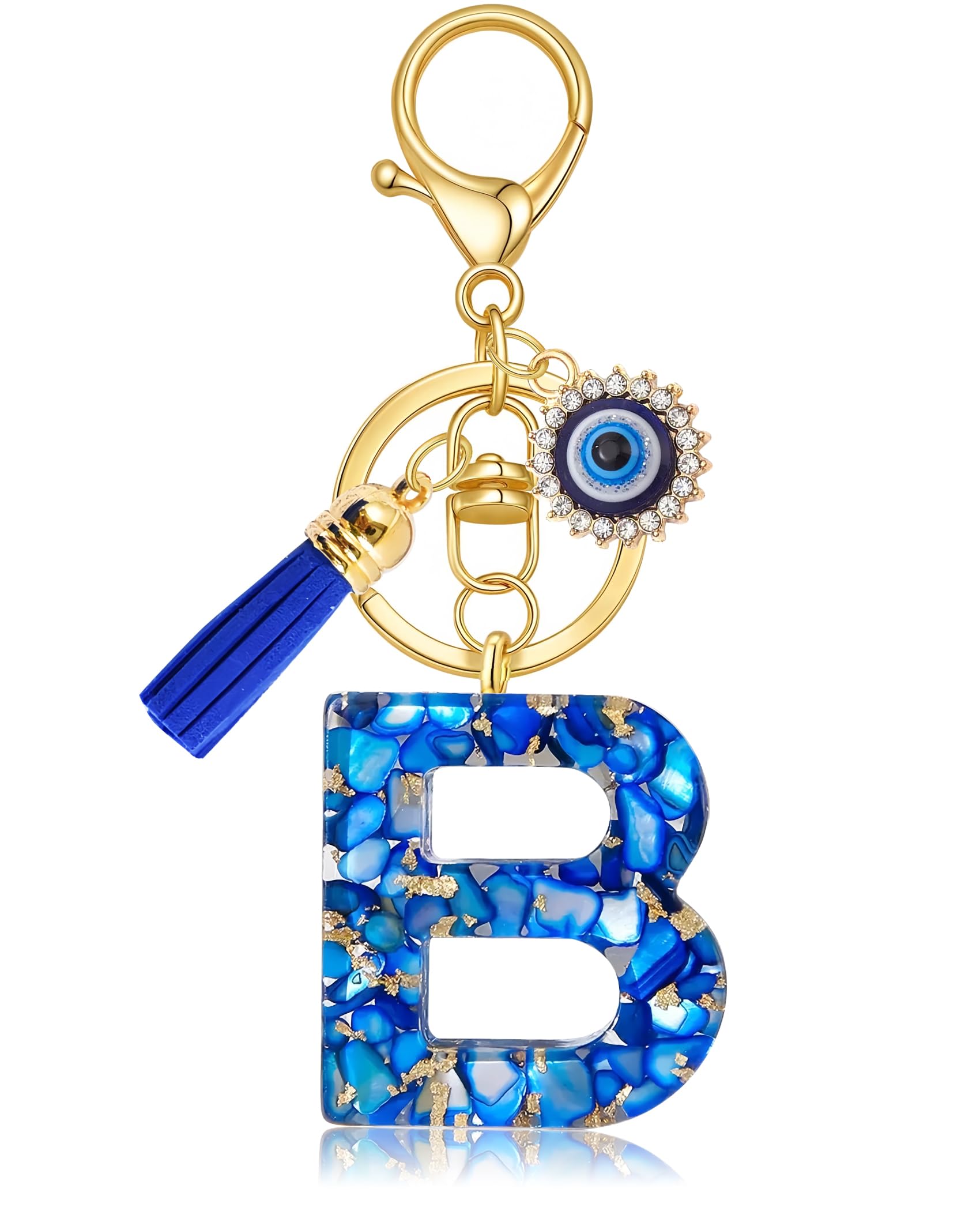 Initial Evil Eye Keychain, Letter Tassel Bag Charms for Purse