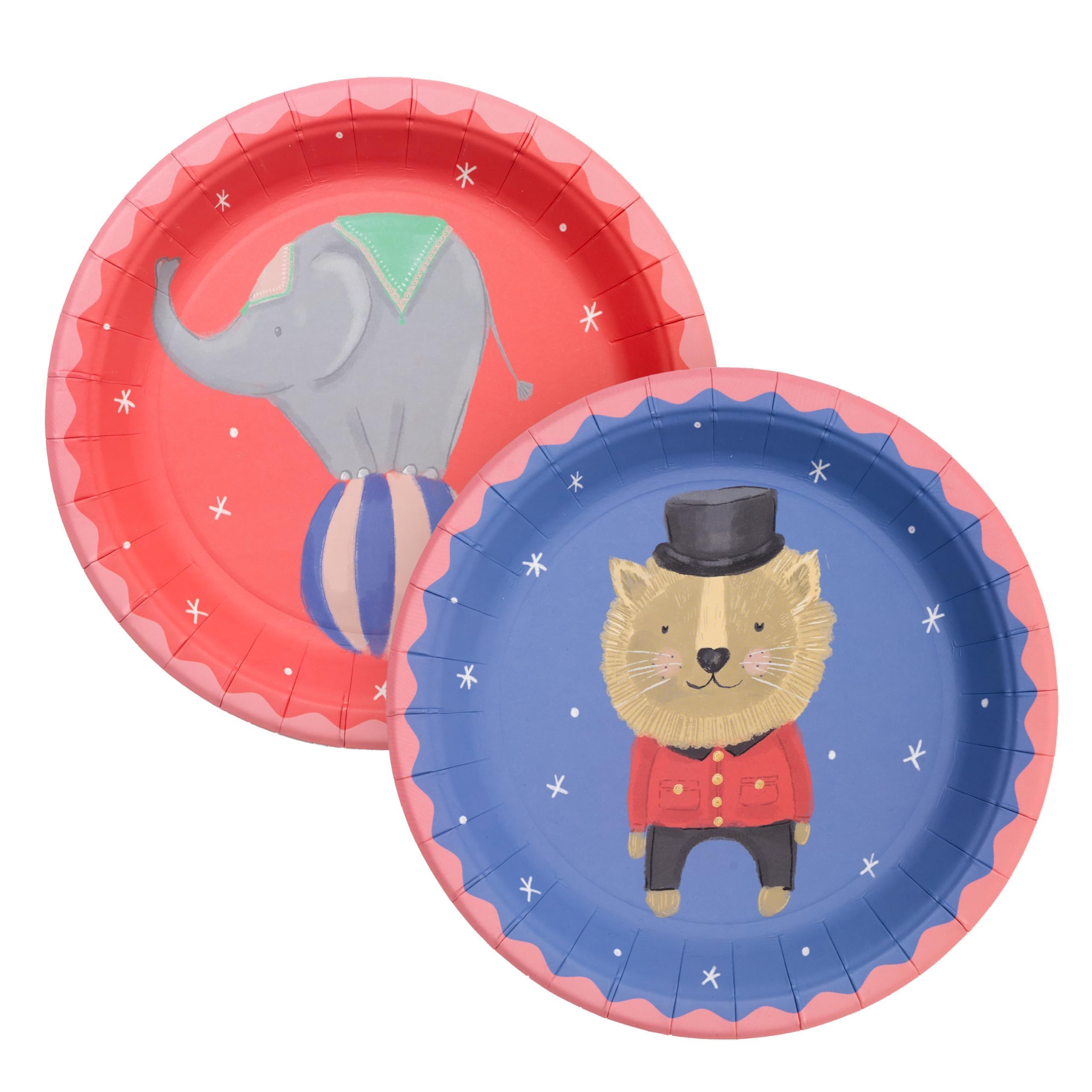 Cheerland Circus Party Paper Plates Carnival Animals Elephant Lion Disposable Tableware For Circus Themed Kids Birthday Baby Shower Party Favors - 24