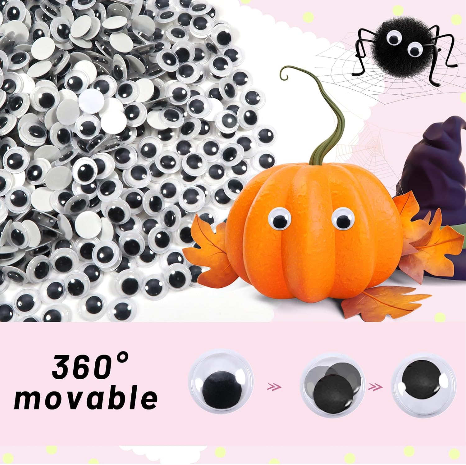 TOAOB 500pcs 10mm Plastic Wiggle Googly Eyes Self Adhesive