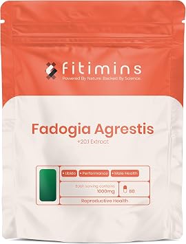 Fadogia Agrestis 1000mg | Sports Performance Supplement | 60 Vegan Capsules | 1-Month Supply | High Strength 201 Stem Extract | Supports Athletic Performance, Lean Muscle Growth & Energy | Fitimins