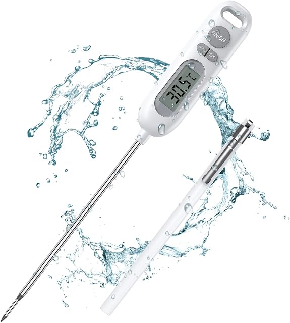 Criacr Meat Thermometer [2022 Upgraded] IPX65 Waterproof Instant Read Cooking Thermometer 5.6in Long Probe Digital Food Thermometer Auto Off Kitchen Thermometer for Air Fryer Meat BBQ Sugar