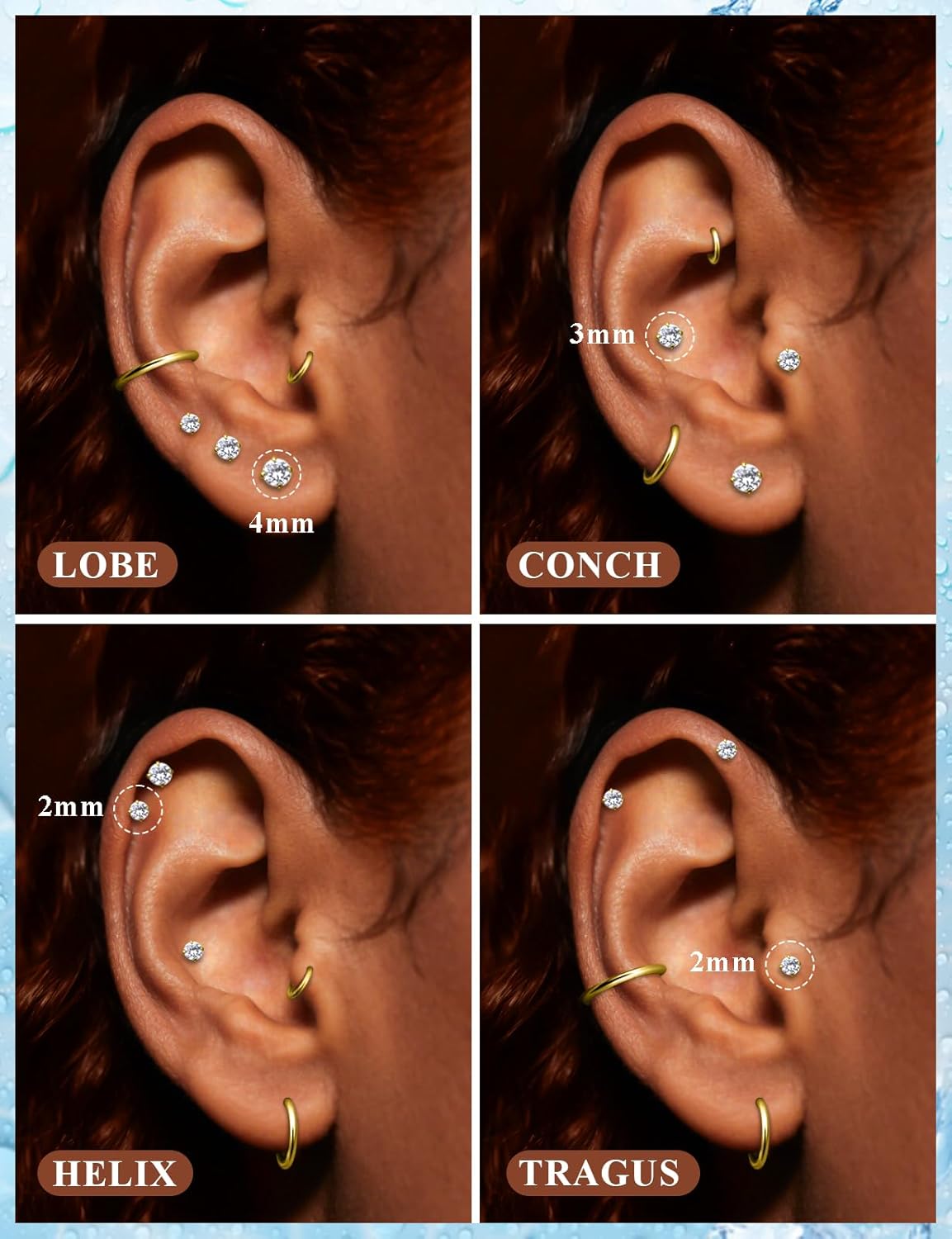 18G 16G Internal Thread Flat Back Earrings Nose Studs 316L Surgical Steel Tragus Forward Helix Conch Cartilage Lobe Earrings Stud Medusa Labret Lip Ring Piercing Jewelry Hoops For Women Men - Image 5