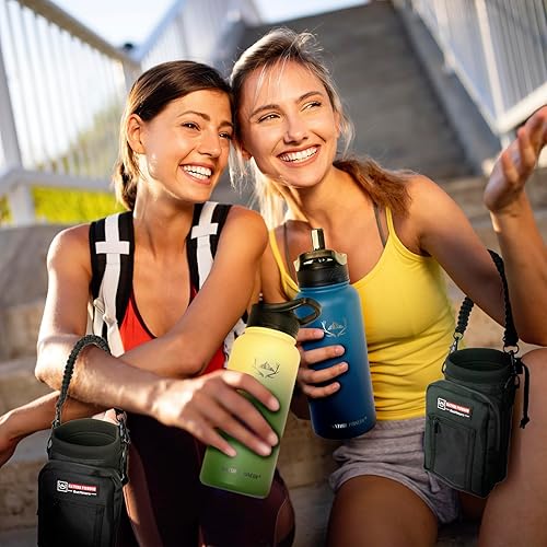 Miniatura 9 de Botellas de agua aisladas con popote NATURE PIONEOR - Botella de acero inoxidable al vacío de 32 onzas con soporteportadorfunda - Jarra de agua