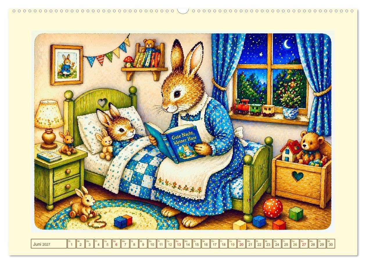 Bei Familie Hase (hochwertiger Premium Wandkalender 2027 DIN A2 quer), Kunstdruck in Hochglanz: Ein Jahr voller Liebe für die ganze Familie (CALVENDO Kunst)