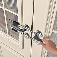 Vista 1 de Cerradura de puerta francesa para puertas dobles, cerradura de puerta doble ajustable para seguridad del hogar que evita patadas para varios pomos