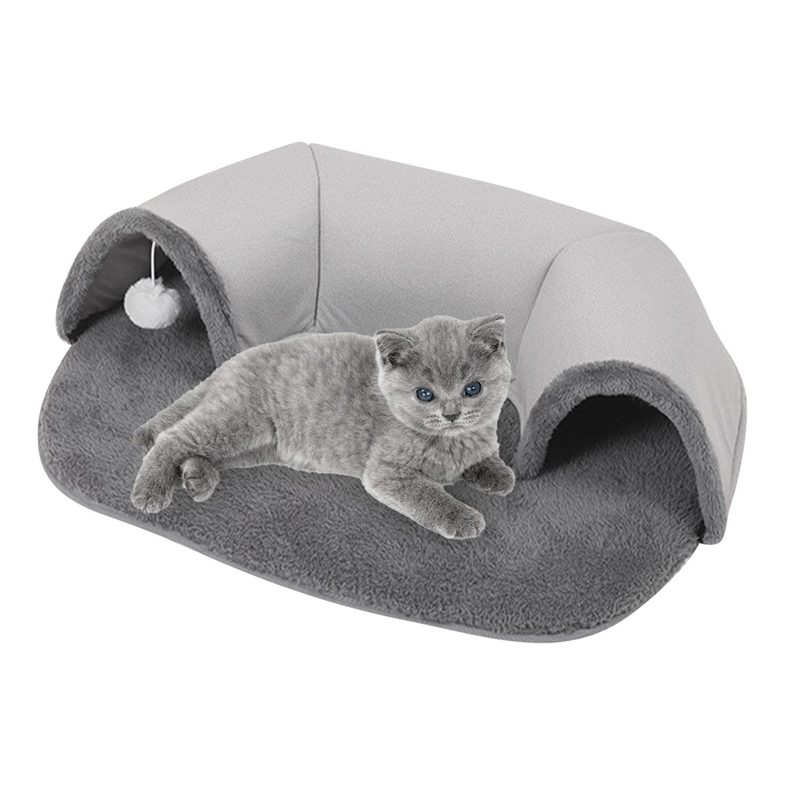 Paquete de túneles para gatos, cómodo de gatos, cabaña para mascotas | autocalentable | de juguete lavable para gatos, tapete interactivo para gatos, conejos, cachorros, 25.6 x 19.3 x 6.7