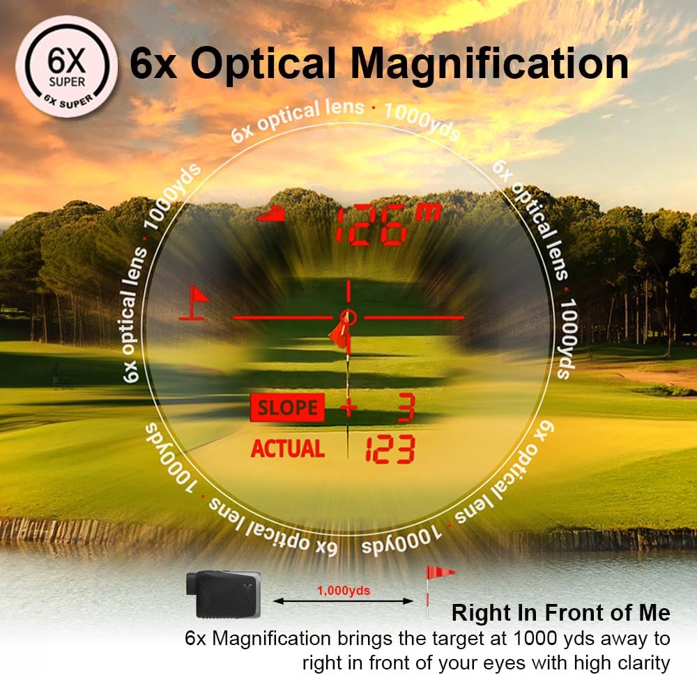 Voice Caddie L6 Golf Laser Rangefinder with Slope On/Off Measurement Color OLED | 0.1 Seconds Spot Measure | Flagpole Locking Vibration Function | Continuous Scan Mode | 6X Magnification | 1,000 Yards