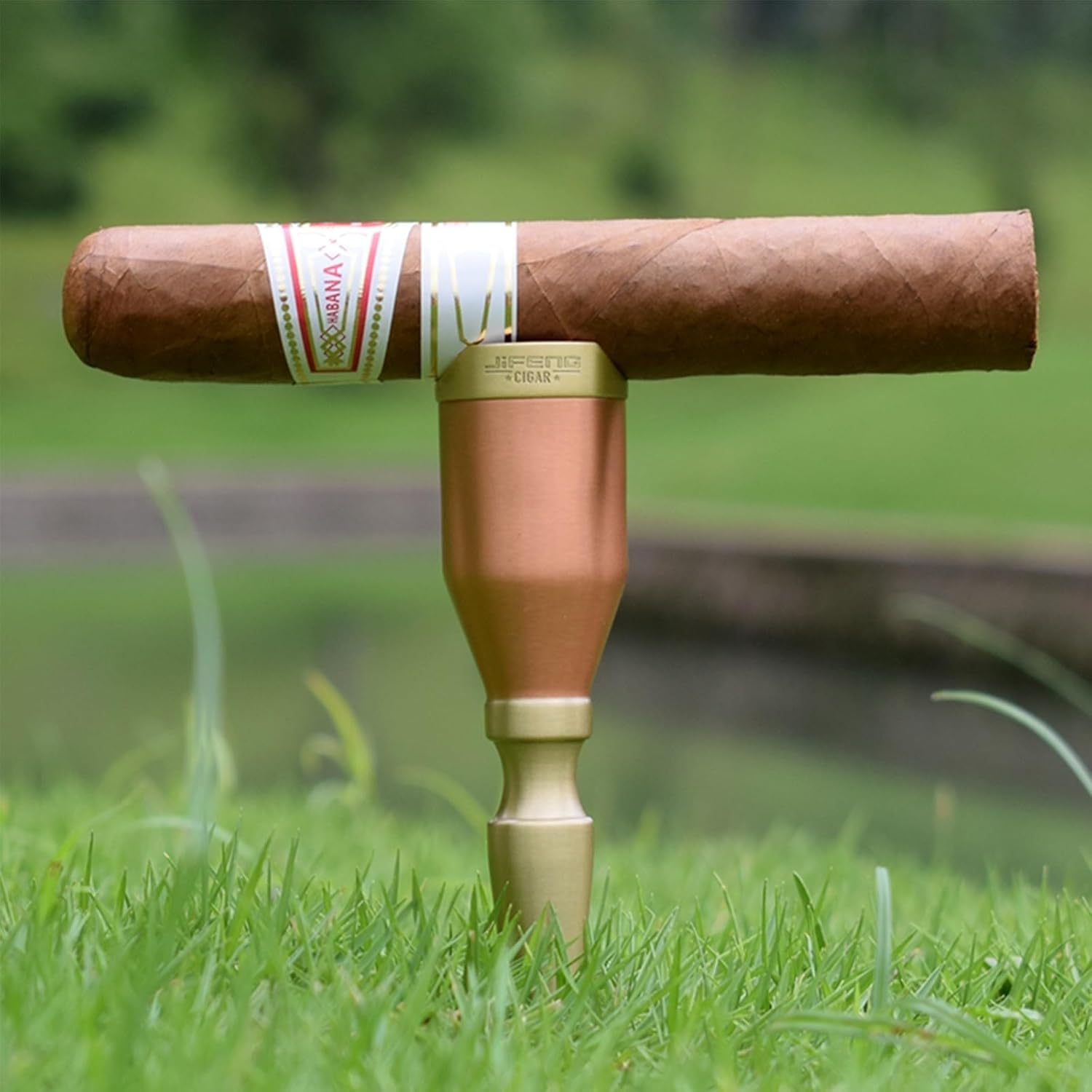 OVARIA Golf Cigar Holder, Durable Cigar Stand Travel Metal Display Bracket Rack Golfing Cigar Lover Smoking Cigar Accessories Men Gift