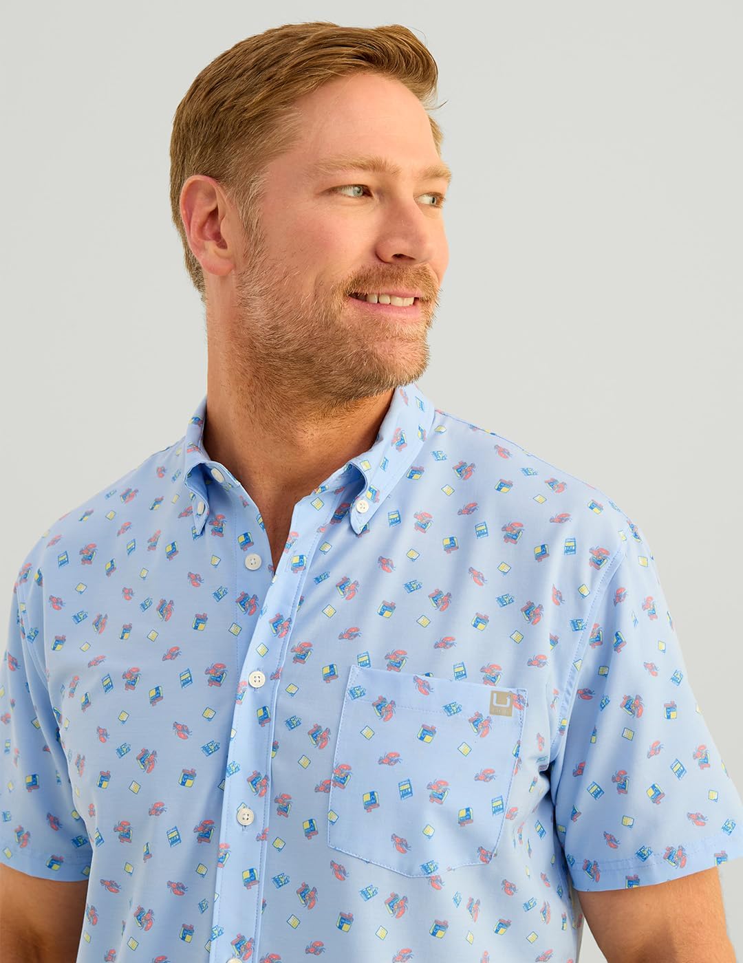 HUK - Mens Kona Pattern Short Sleeve Fishing Button Down Shirt, Windsurfer, 3X-Large - Image 3