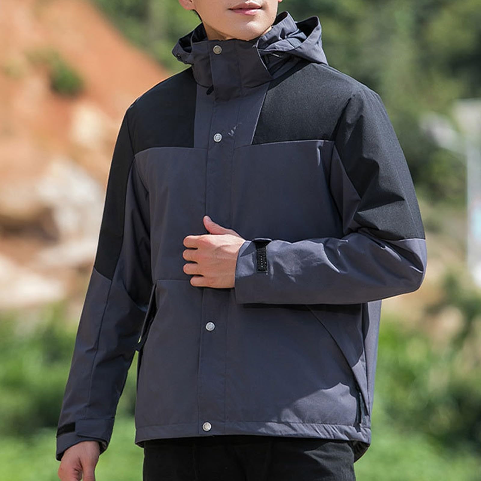Genérico Chubasquero Hombre Impermeable Moda Jacket Chubasquero Casual Deporte Cazadora Con Capucha Talla Grande Cremallera Rompevientos Abrigo Al Aire Libre Trekking Ligera Chaqueta De Lluvia