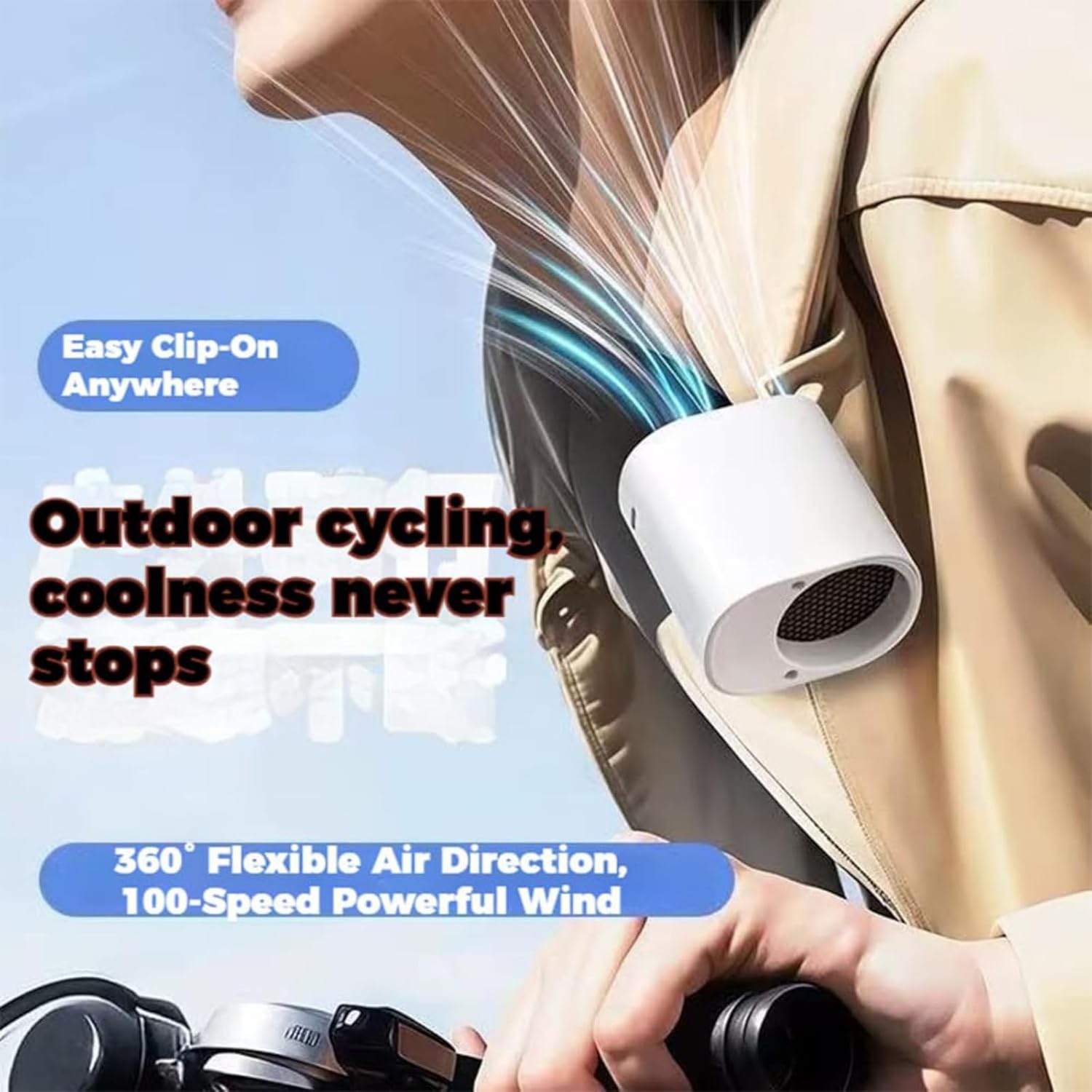 2026 Car Clip On Air Conditioner Fan with LED Display - 360°Rotation, Upgrade Portable USB Rechargeable Personal Cooling Mini Fans, 100 Speeds Adjustable, for Umbrella, Camping, Gym, Beach (Apricot)