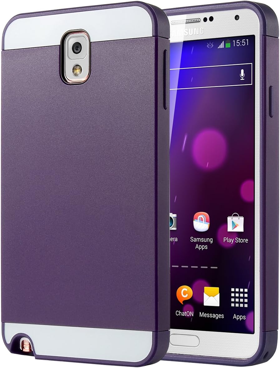 ULAK Note 3 Case, Galaxy Note 3 Case - Hybrid Slim Hard Back Case Cover Rubber Bumper 2in1 Daul Layer w/Card Storage for Samsung Galaxy Note 3 III N9000 (Purple/Purple)