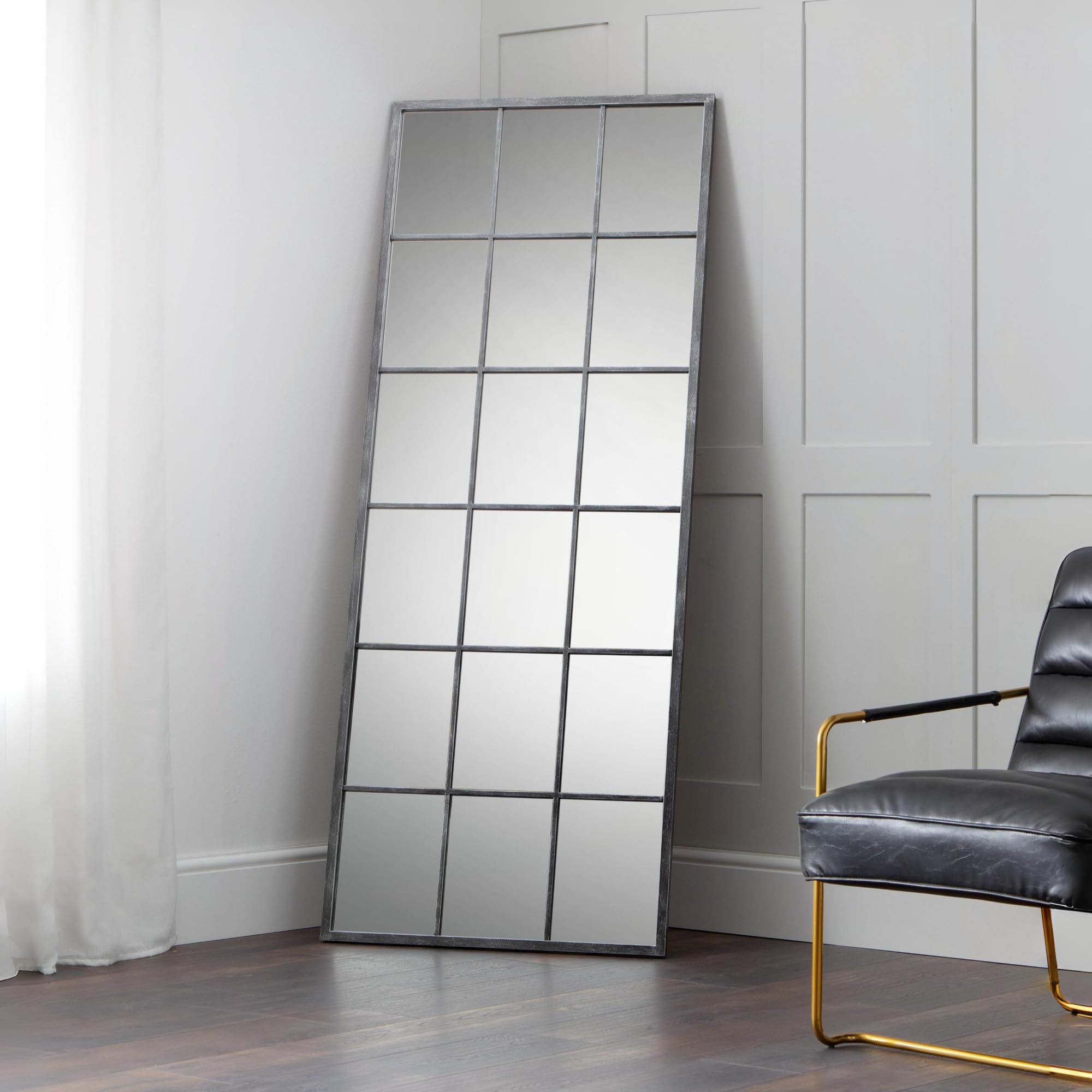 Julian Bowen Somma Large Window Mirror - Pewter Mirrors