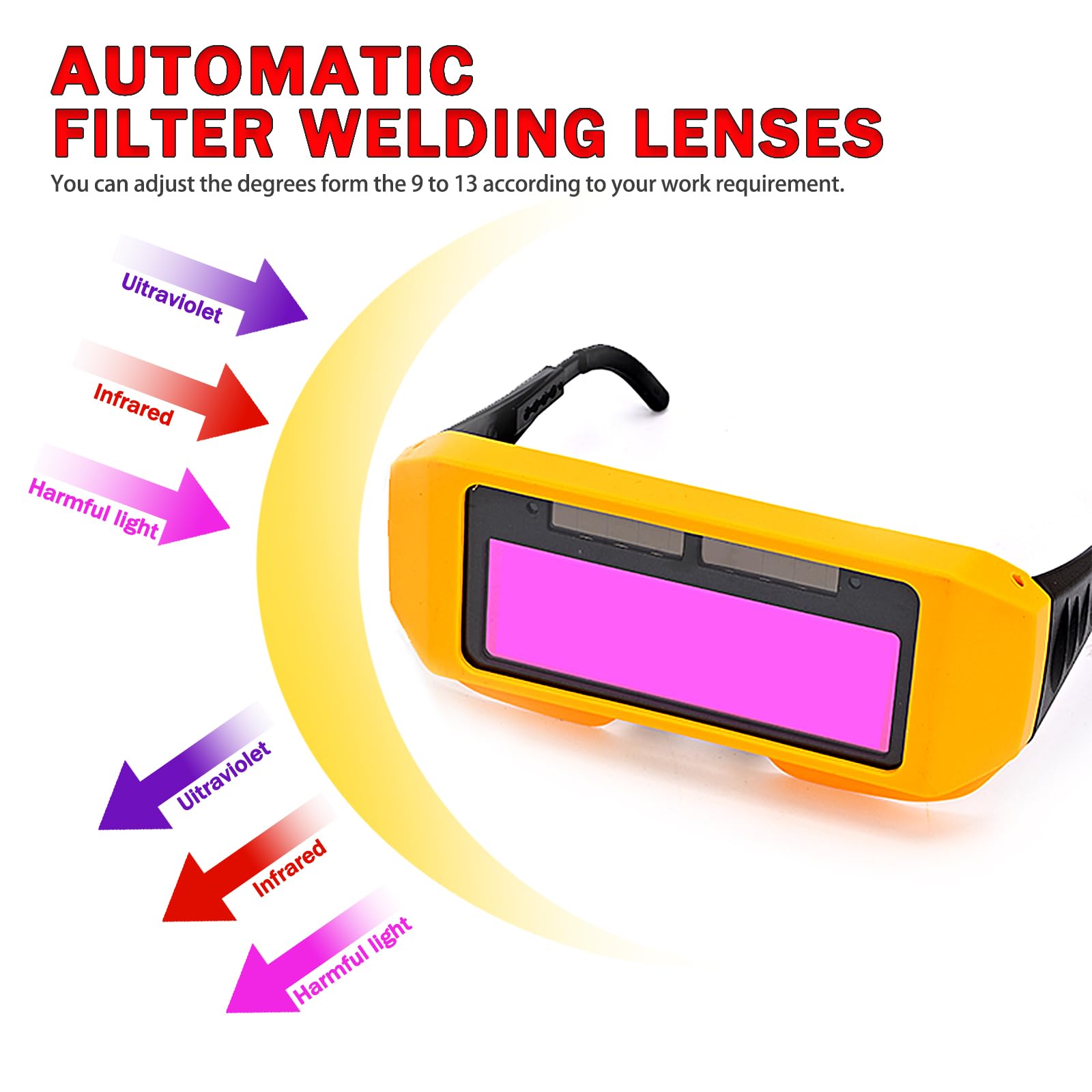 Gafas de soldadura con tecnología de oscurecimiento automático, sensores duales, diseño ligero, múltiples opciones de uso