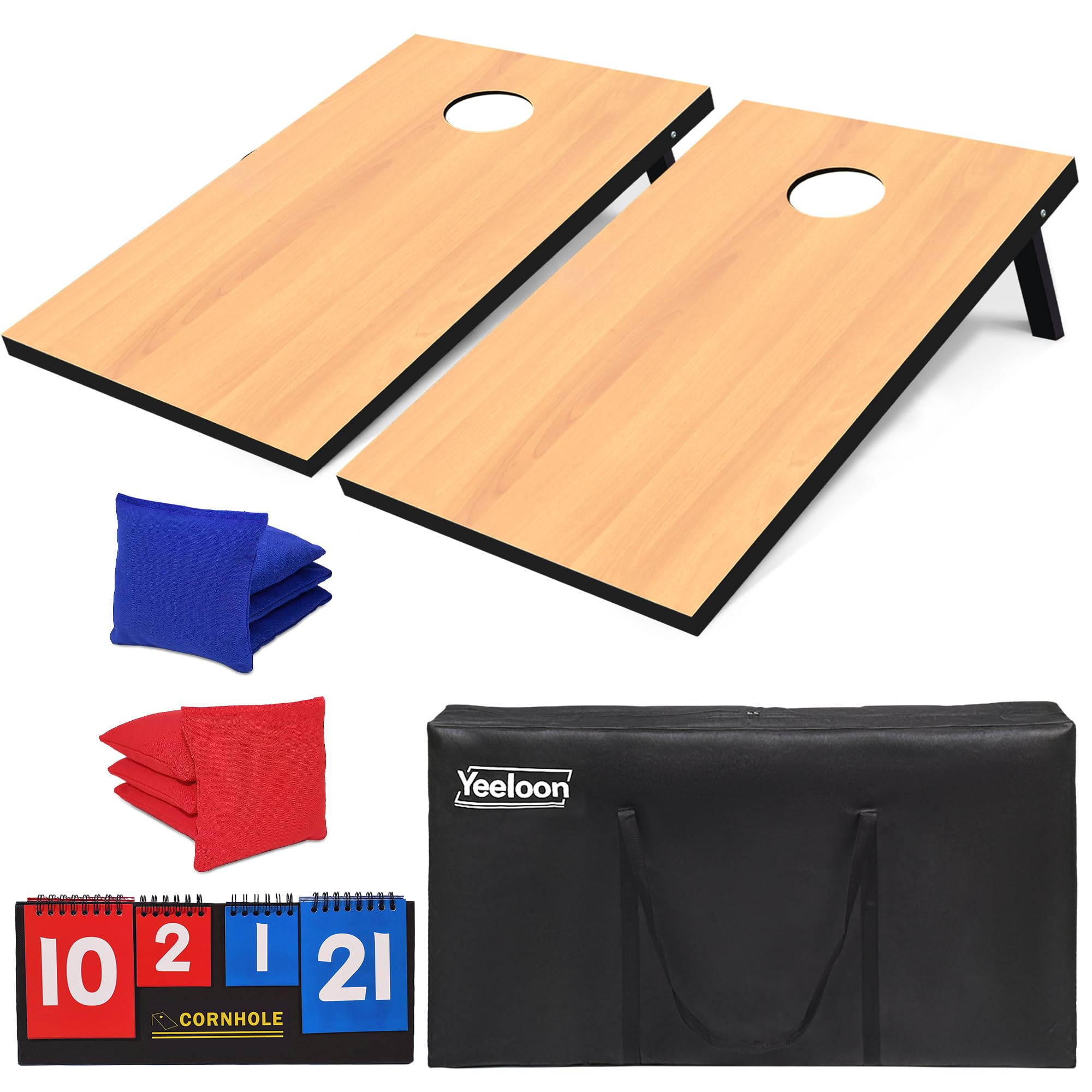 Cornhole Set, Regulation/Tailgate Size Cornhole Boards with 8 Bean Bags and Carrying Case, 4x2/3x2 Corn Hole Outdoor Game Toss Board for Adults Outside Activities