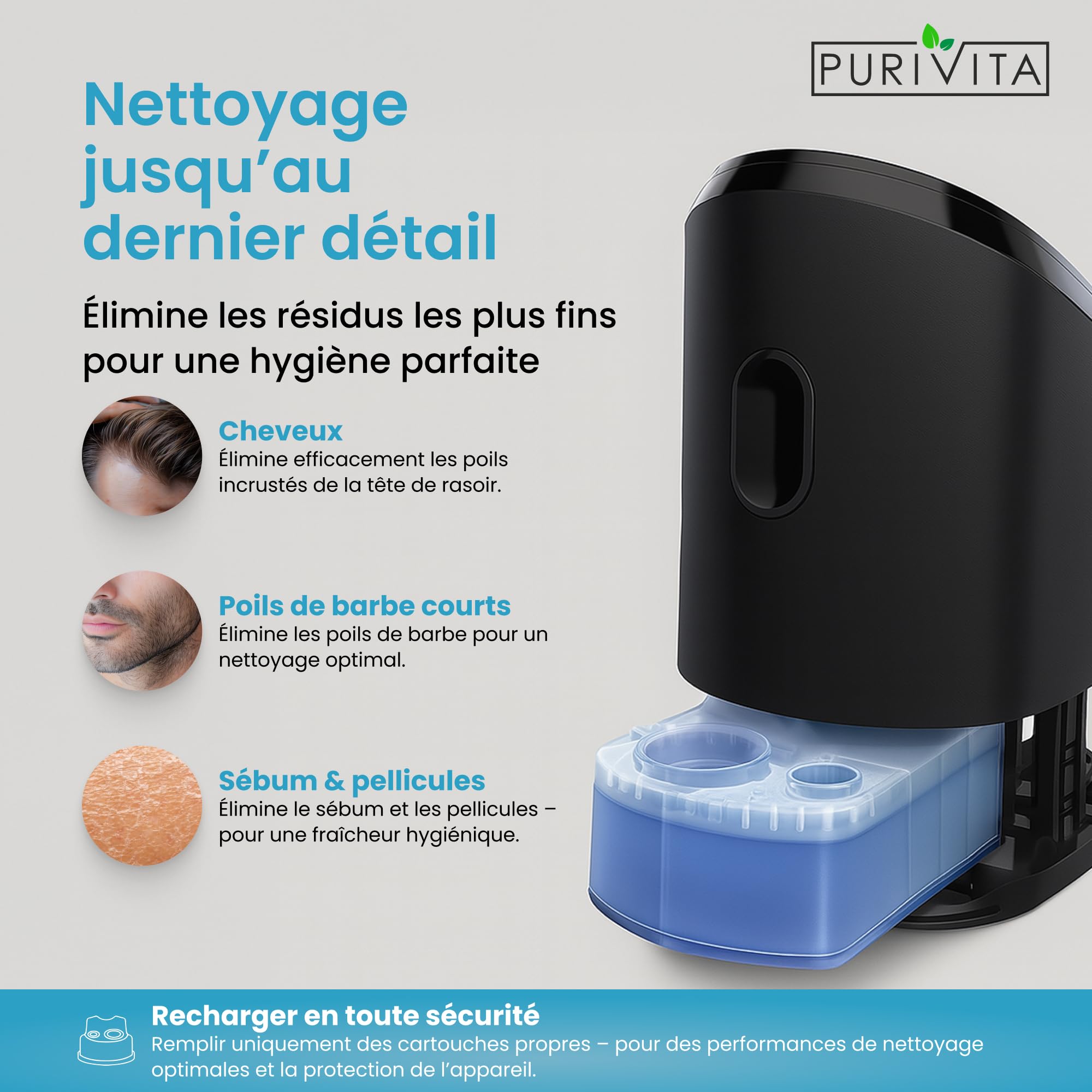 Purivita - Nettoyant Rasoir 3000 ml - Compatible avec Braun et Phillips - Liquide de remplissage
