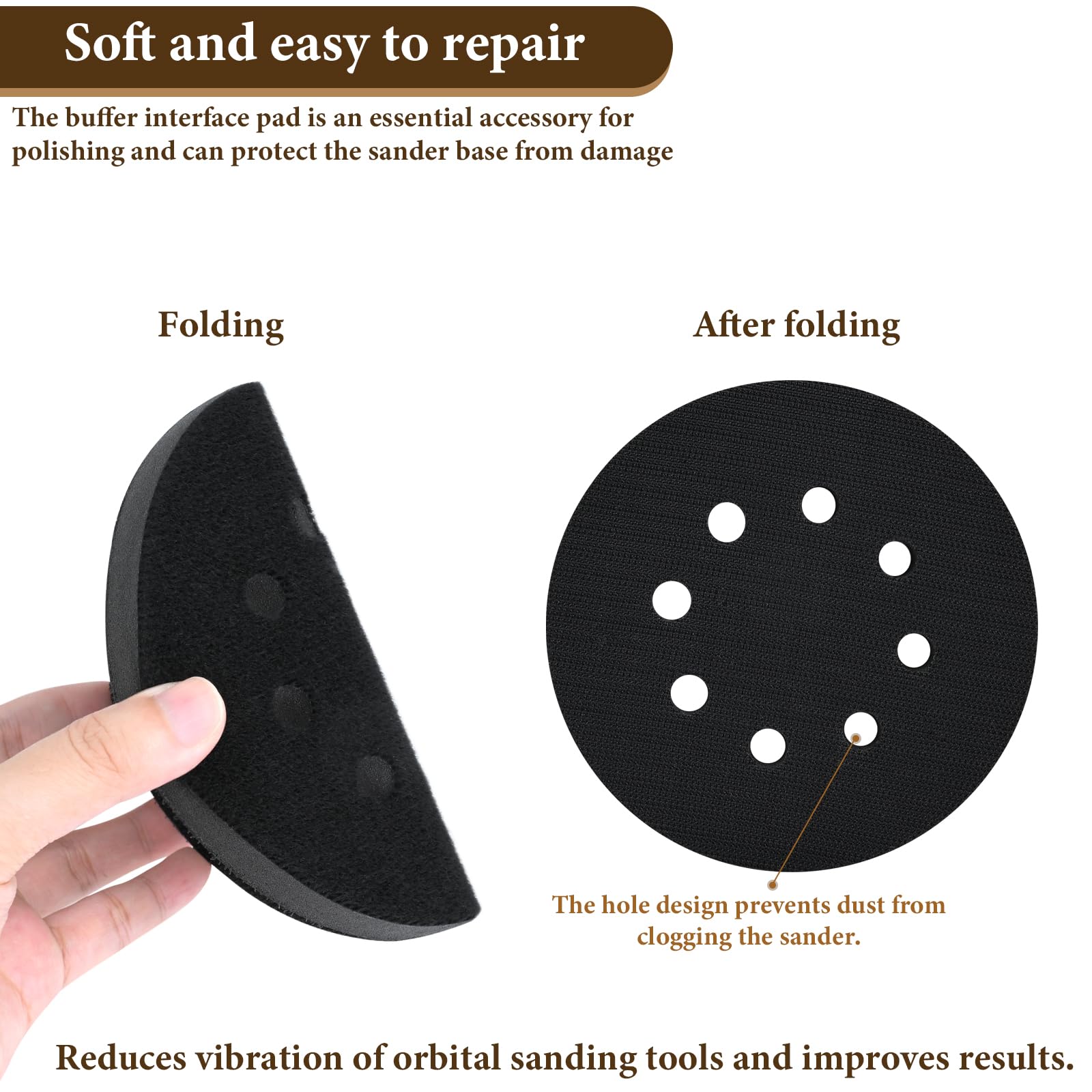TAIANJI 5 Pcs Soft Density Interface Pads for Sander 8 Holes 125mm Hook Pad Saver Professional Match Sanding Discs - Image 2