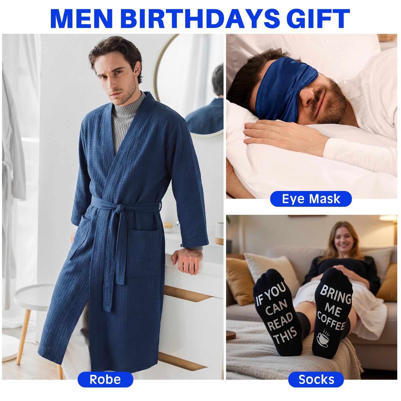 Set di 13 cesti regalo di compleanno da uomo, con scatola regalo per San Valentino, bicchiere, portafoglio, accappatoio, candela profumata, quaderno, calzino, bracciale, penna per papà