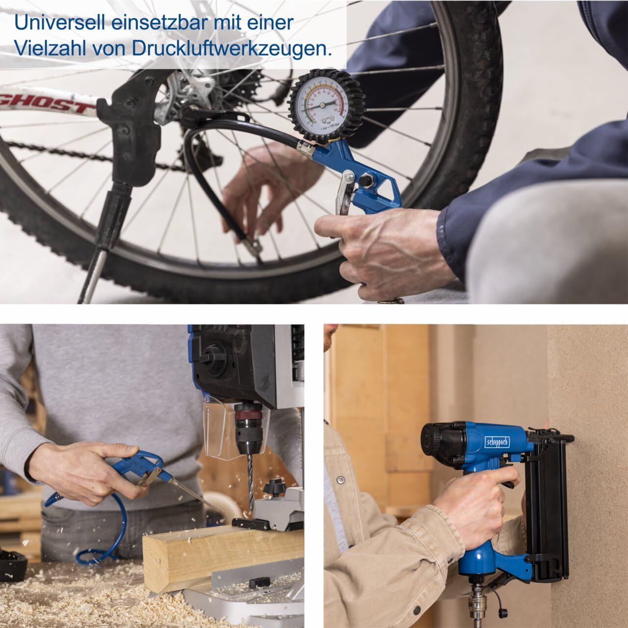 Scheppach Druckluft Kompressor stehend HC35V | 10bar Druck | 30L Kessel | 230V 1500W | Ansaugleistung 180 l/min | ölfrei & wartungsarm | Druckminderer, Fahrvorrichtung & 2 Schnellanschlusskupplungen