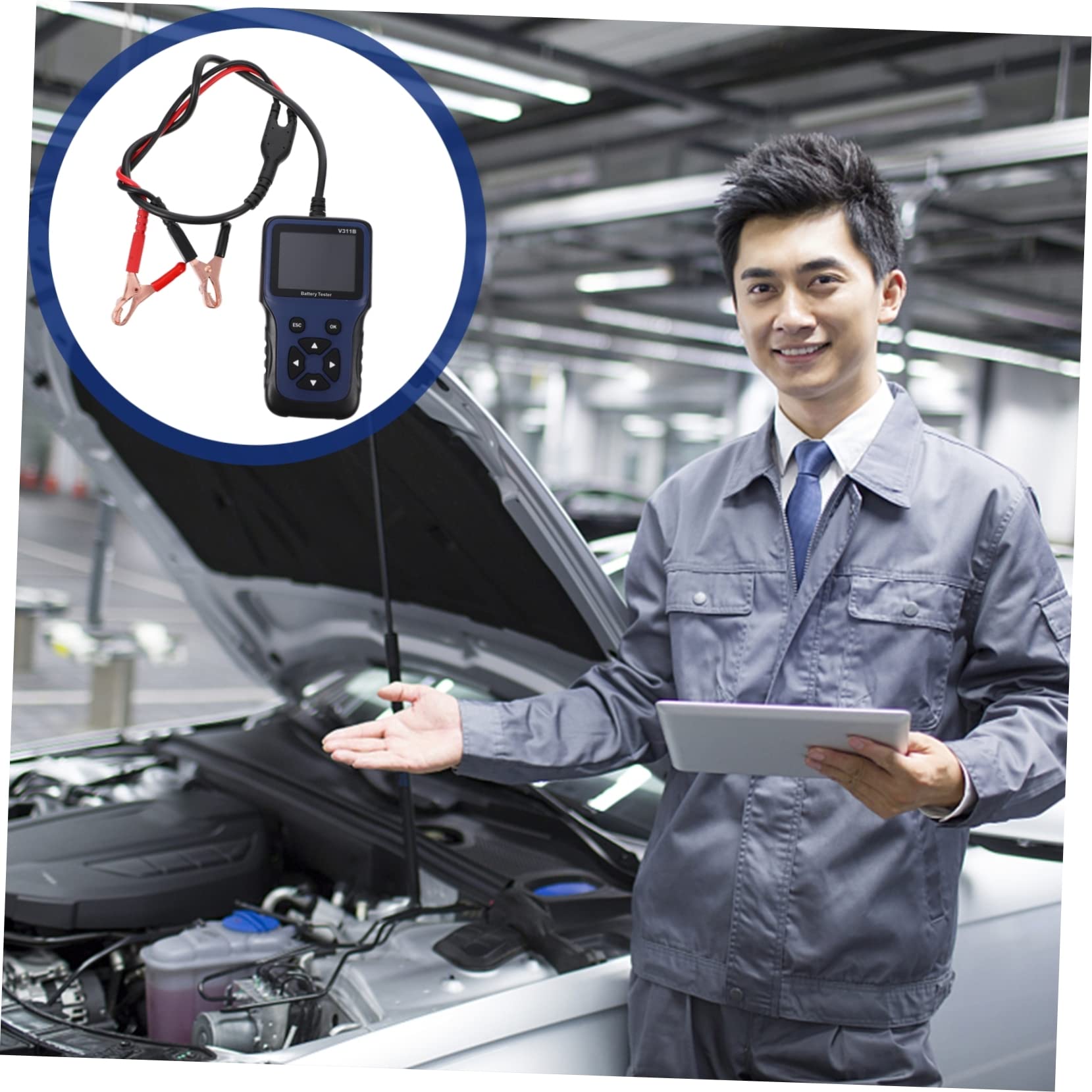 Comprobador de Batería de Coche 12v de Plástico Pantalla Clara | 9 Idiomas Seleccionables, para Batería de Coche, Uso en Suministro de Coche, Analizador Automático
