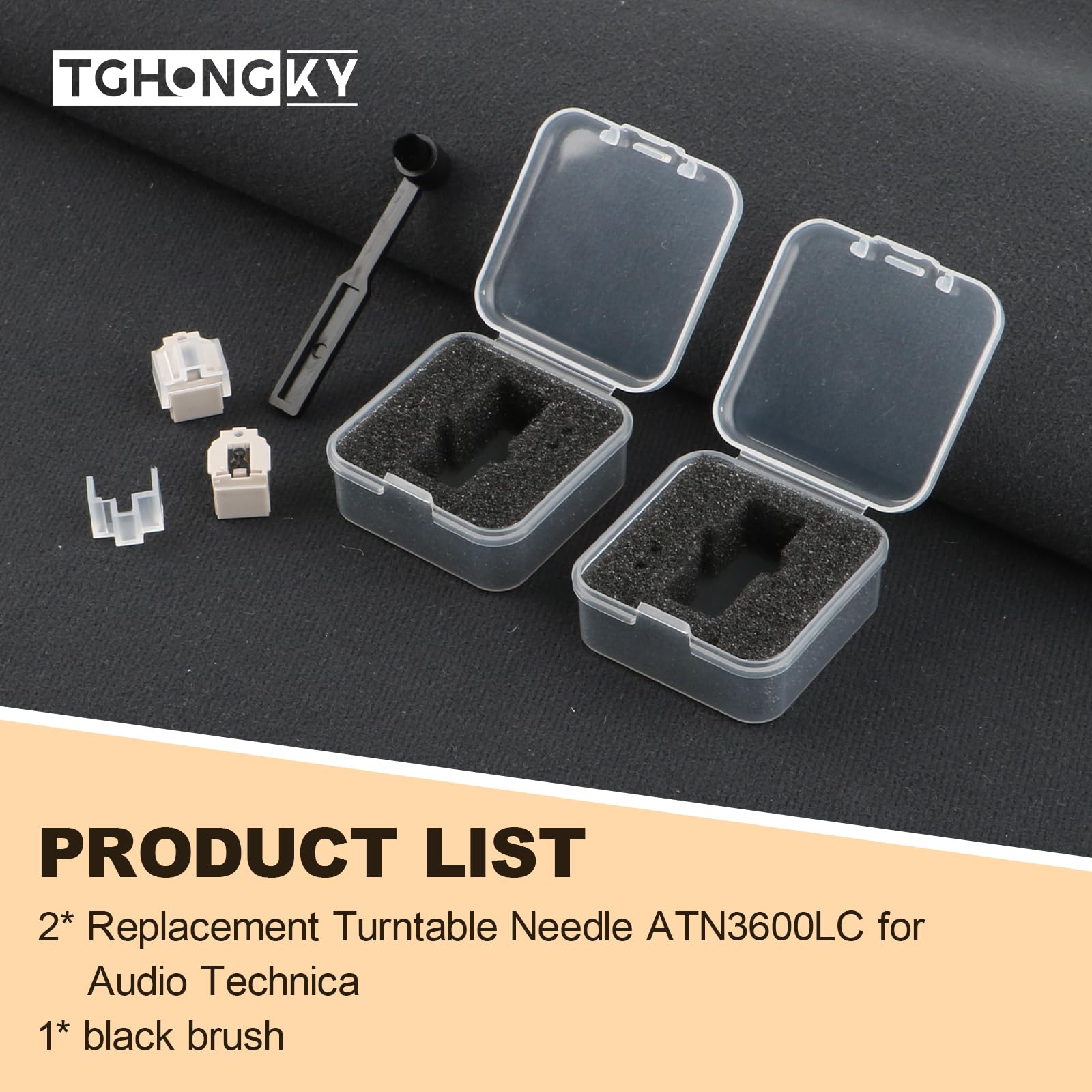 2pcs Aiguille pour Audio-Technica ATN3600LC Remplacement L'aiguille pour Audio-Technica ATN3600LC Diamant de Rechange SphéRique Pointe D'aiguille en Diamant Tige D'aiguille en Aluminium