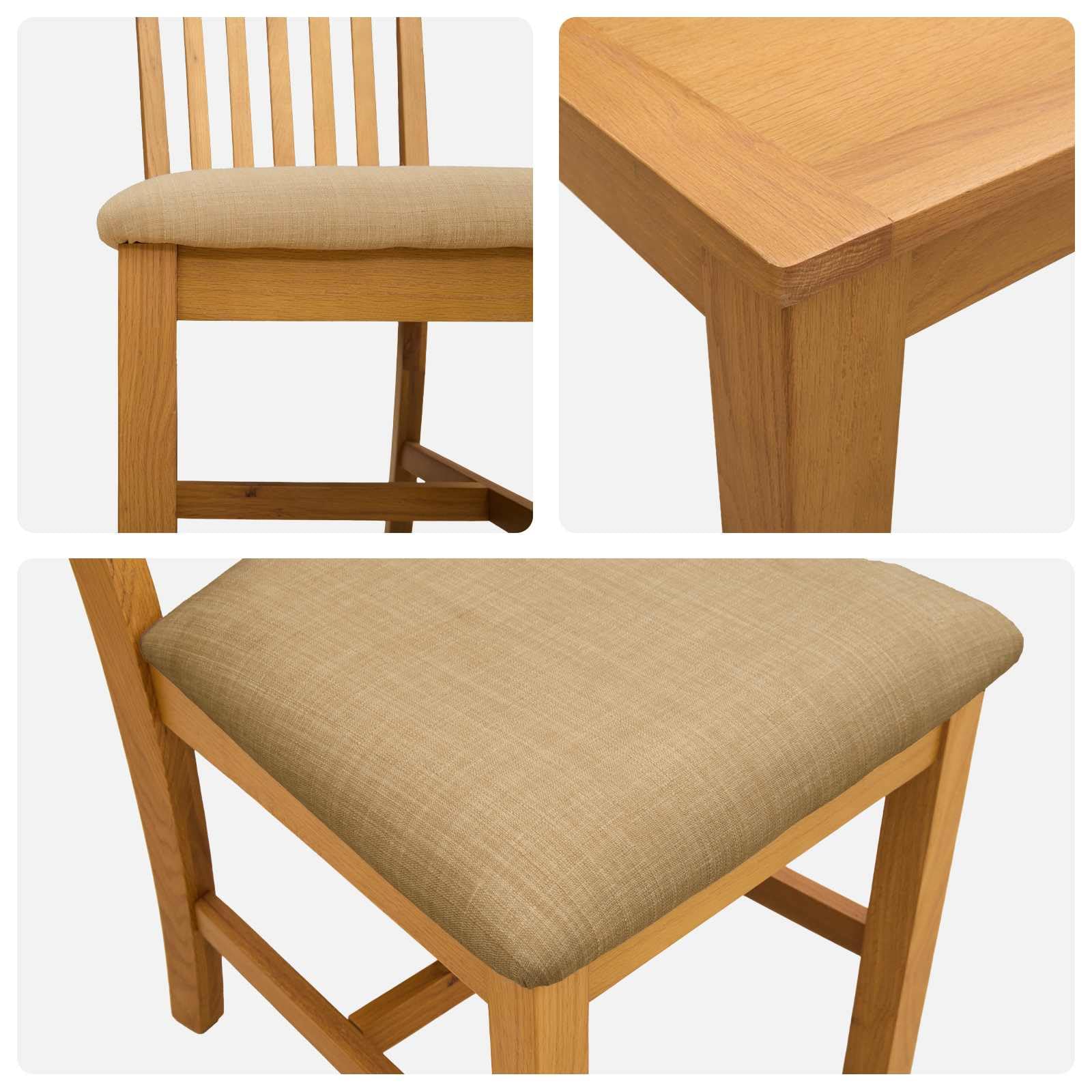 Conjunto de Comedor 5 uds. Beige Madera de Roble Sólido,67kg-3430351