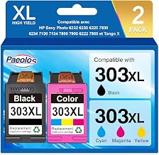 Paeolos 303XL Remanufactured 303XL Black & Colour Ink Cartridges Compatible with HP 303 Ink Cartridges for Envy Photo 7134 7830 6232 6230 7130 6220 6234 7100 7155 7800 7834 7855 785 78864 cm