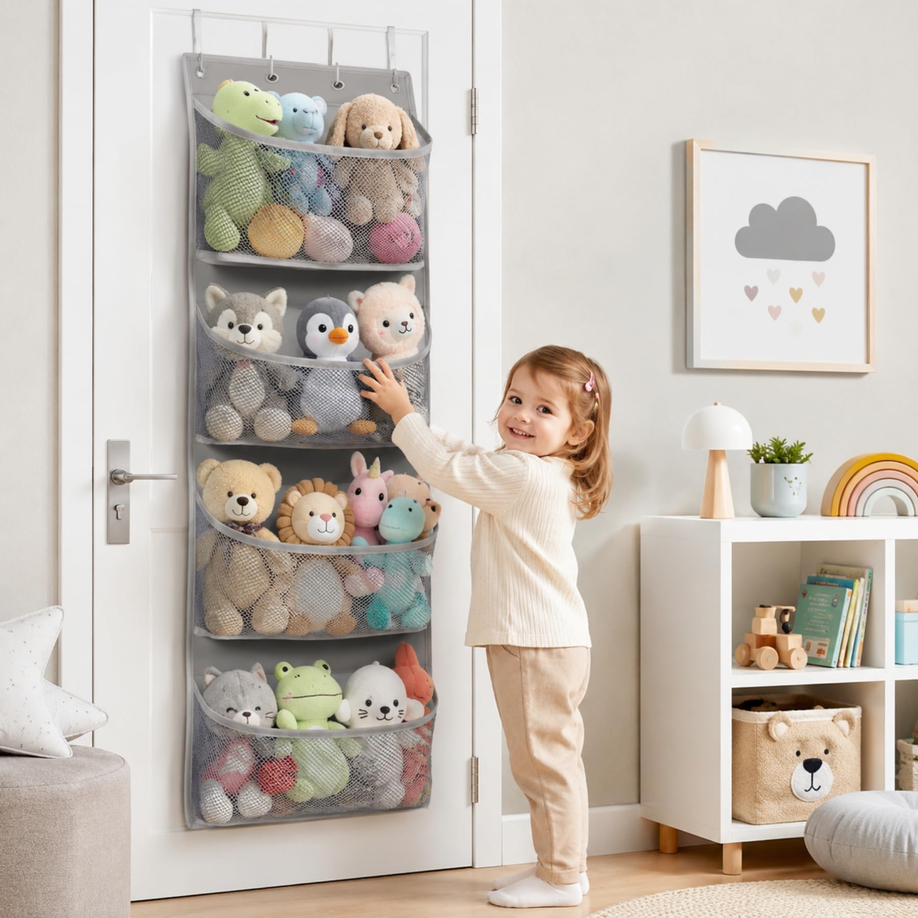 kuscheltier aufbewahrung tür MxSplorion HäNgeorganizer Aufbewahrung, HäNgeaufbewahrung Stofftiernetz Mit 4 Taschen, HäNgend Organizer Spielzeug FüR Kinderzimmer, Schlafzimmer, Kleiderschrank, Grau Baby _mechanic_archive_check_1787768428 Rahmenhöhe:53 cm (21.0 Zoll) Sim Racing Getränkehalter -