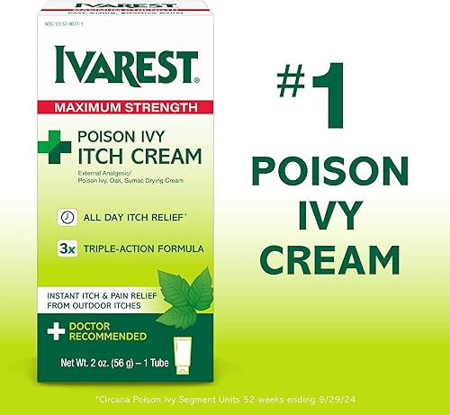 Miniatura 5 de Ivarest Crema medicada antipicazón, máxima resistencia, 2 onzas – Para plantas venenosas, picaduras de insectos e irritaciones de la piel, hasta 8