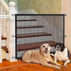 Barrière De Sécurité Enfant Et Animal Sans Perçage - 80cm Hauteur - Pour Portes 100-110cm - Filet Avec Autocollants