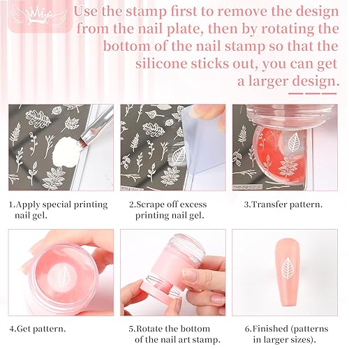 Miniatura 5 de BOMOQING - Sellos de uñas de silicona de tamaño ajustable, 2 sellos de uñas de punta francesa con 2 raspadores, herramienta de uñas de punta