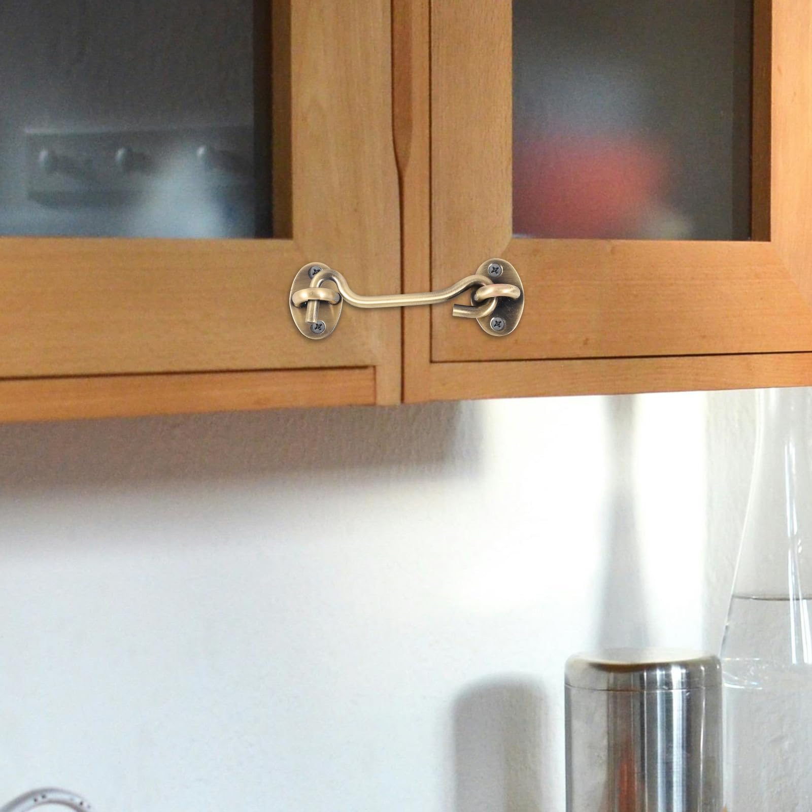 Generico Gancio per Finestra in Acciaio Inossidabile Resistente, Chiusura a Gancio Antivento per Porte e Finestre, Set da 1 Pezzo, Facile Installazione senza Attrezzi, Adatto per Uso