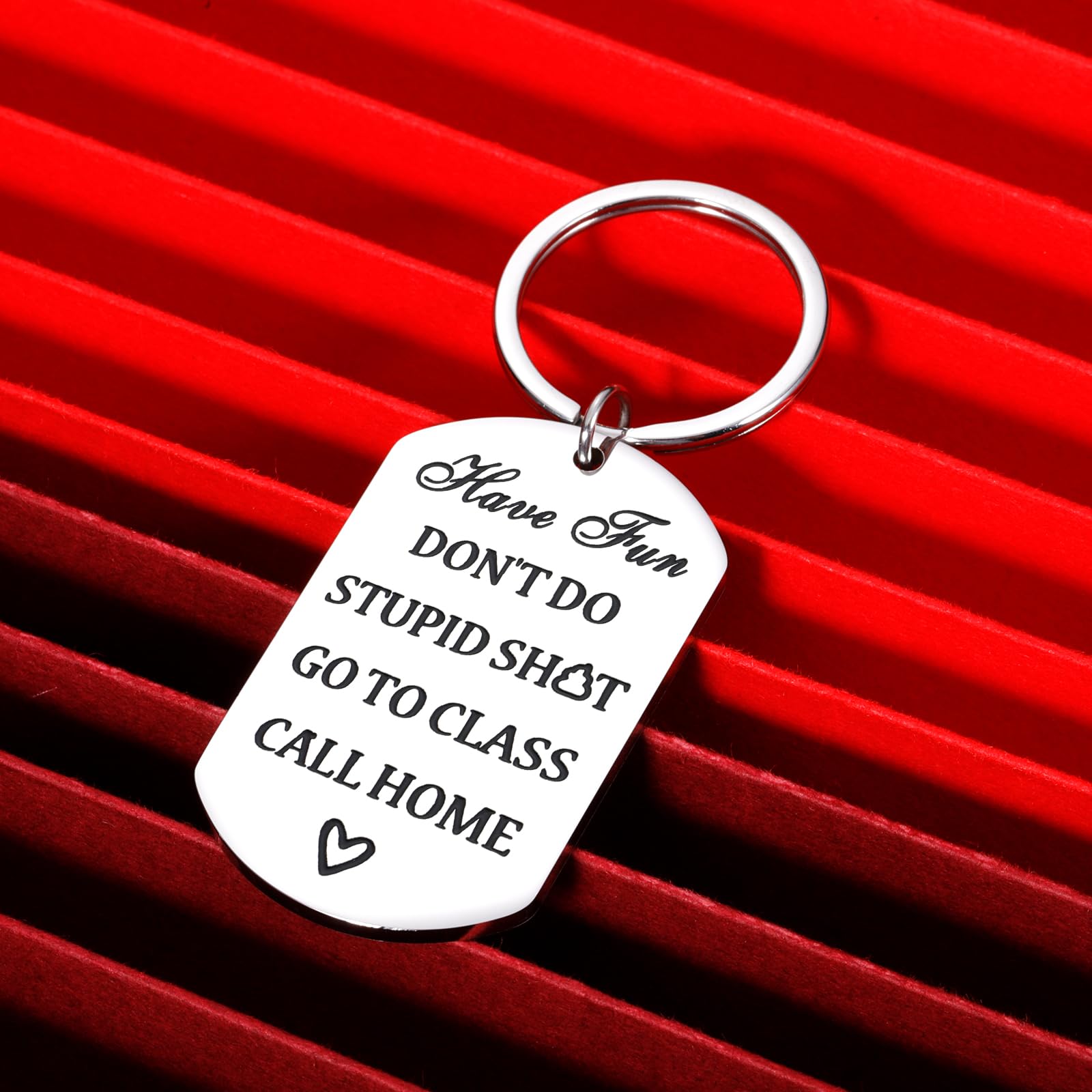 VANLOVEMAC Back to School Gifts Have Fun Don't Do Stupid Keychain Top Gifts for College Students Funny Gag Gift for Son Daughter from Mom Off to College Student 8th 5th Grade