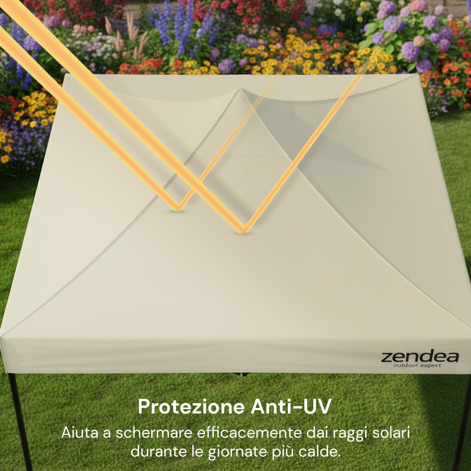 Gazebo Pieghevole Impermeabile 3x3 Beige Oxford 600D PVC Struttura Rinforzata per Giardino