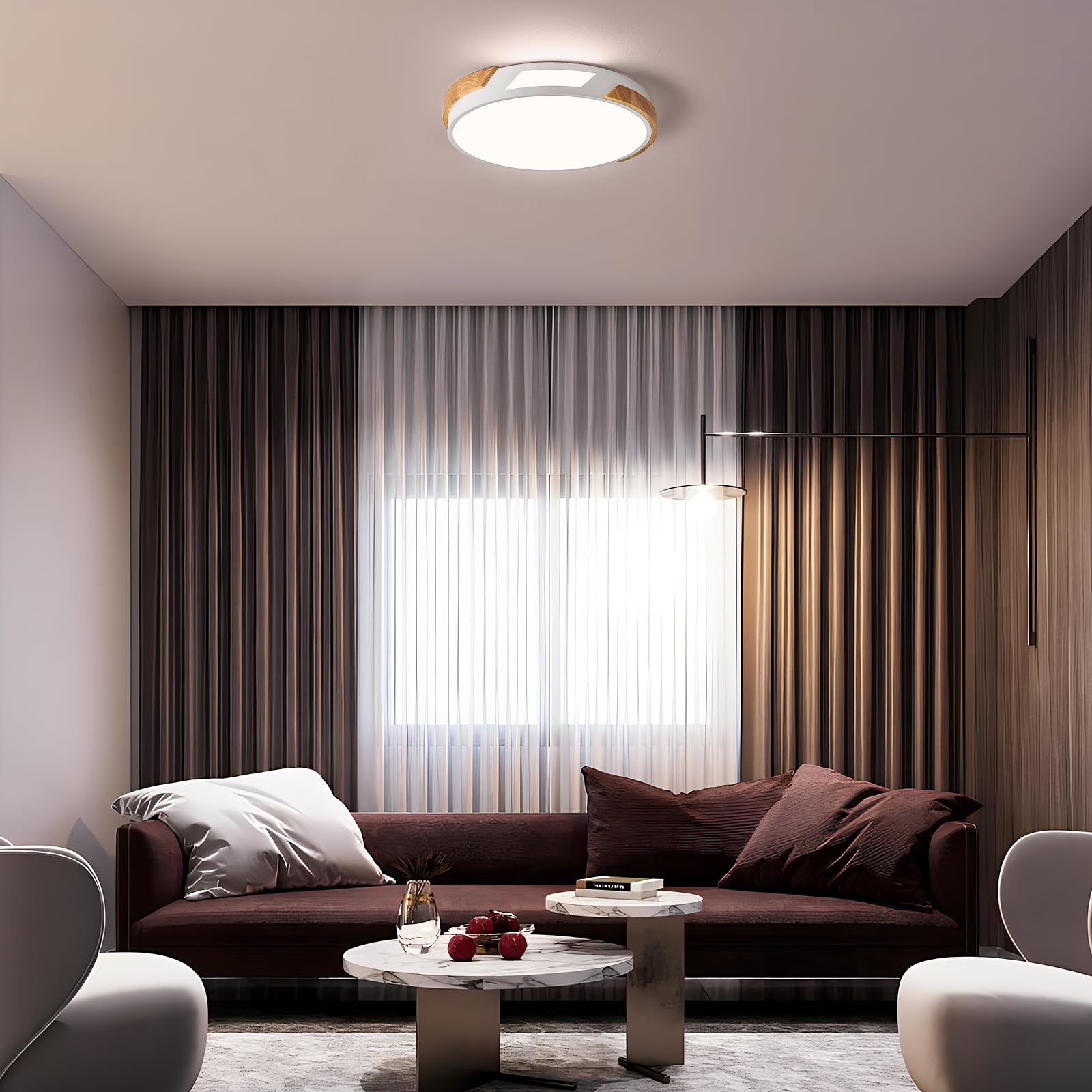 LED Deckenleuchte, Weiß Deckenlampe 40cm für Schlafzimmer | Moderne LED Deckenlampe Holz, Lampen für Wohnzimmer, Küche, Flur, Büro, Kinderzimmer, 36W 4000K Neutrallicht
