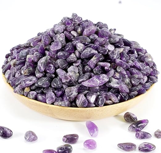 Natural Amethyst Tumbled Stone, 2.7lbs Crystal Quartz Pebbles, Irregular Shaped Decorative Chips, Crushed Gravel Rocks for Vase Filler, Aquarium, Home Decoration, Vases Plants, Succulents and Cactus