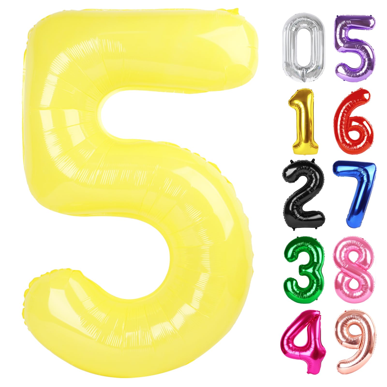 Yellow Number 5 Balloon 40 Inch, 5th Birthday Party Decorations Men Women